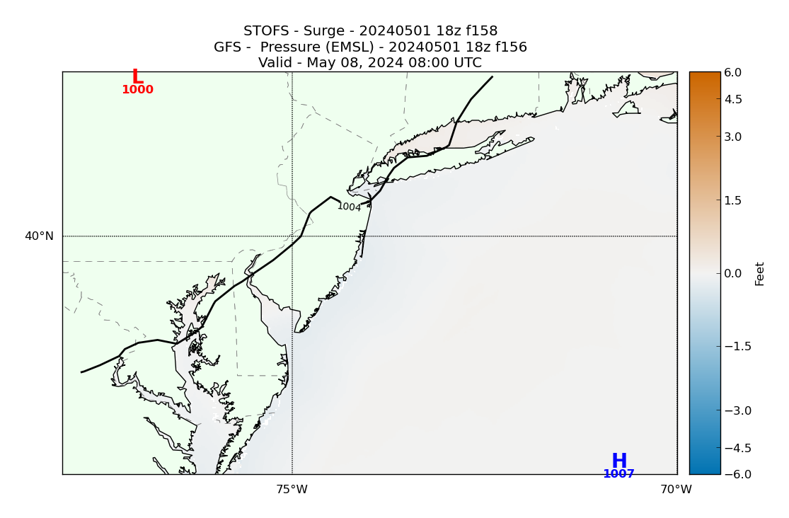 STOFS 158 Hour Storm Surge image (ft)