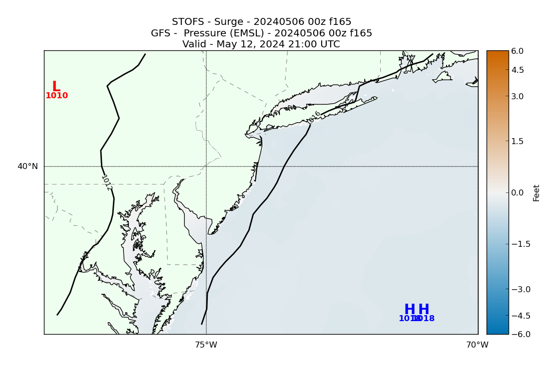 STOFS 165 Hour Storm Surge image (ft)
