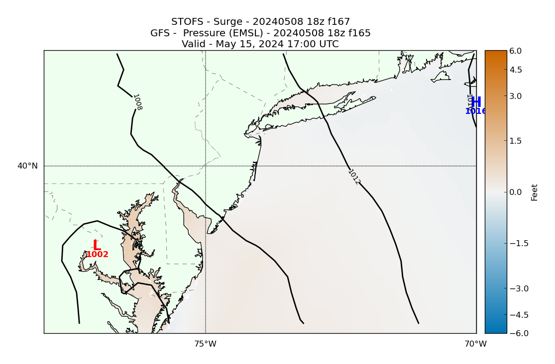 STOFS 167 Hour Storm Surge image (ft)