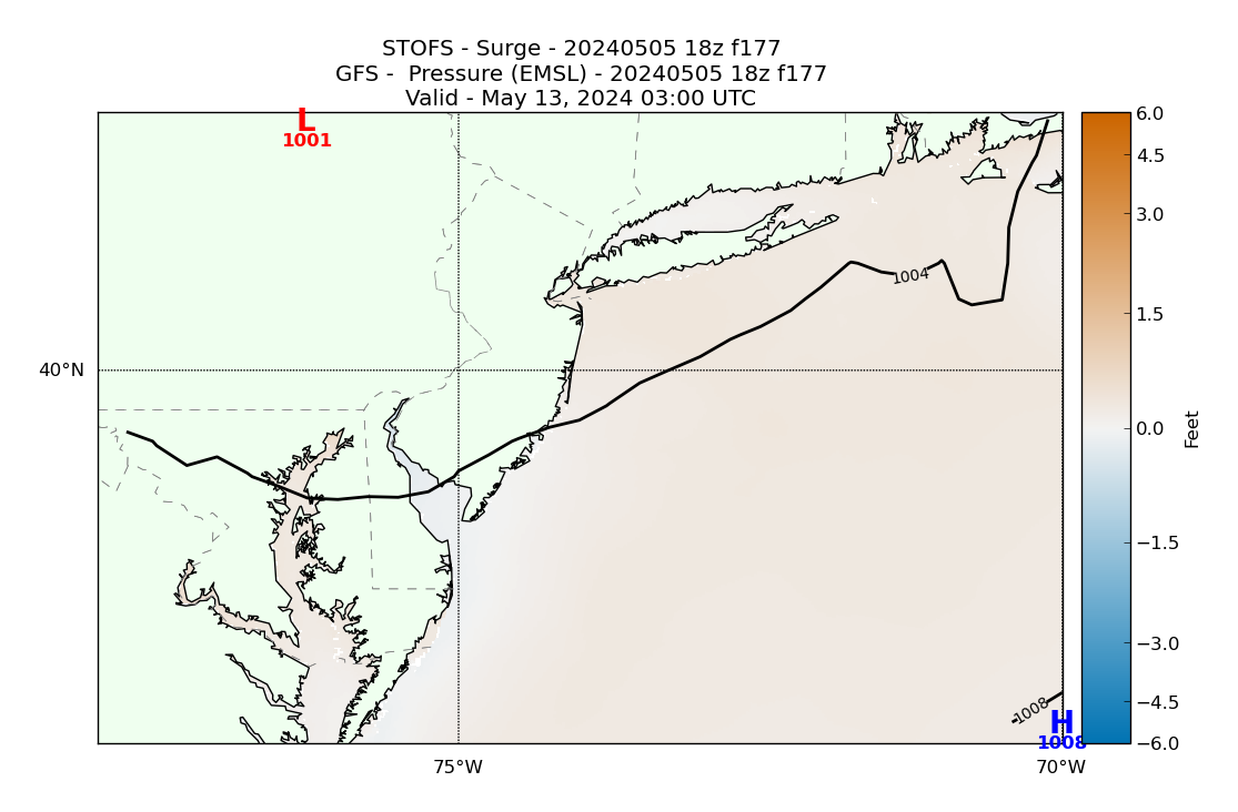 STOFS 177 Hour Storm Surge image (ft)