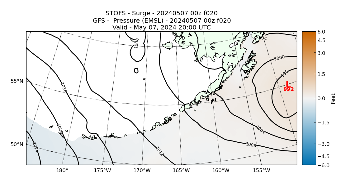 STOFS 20 Hour Storm Surge image (ft)