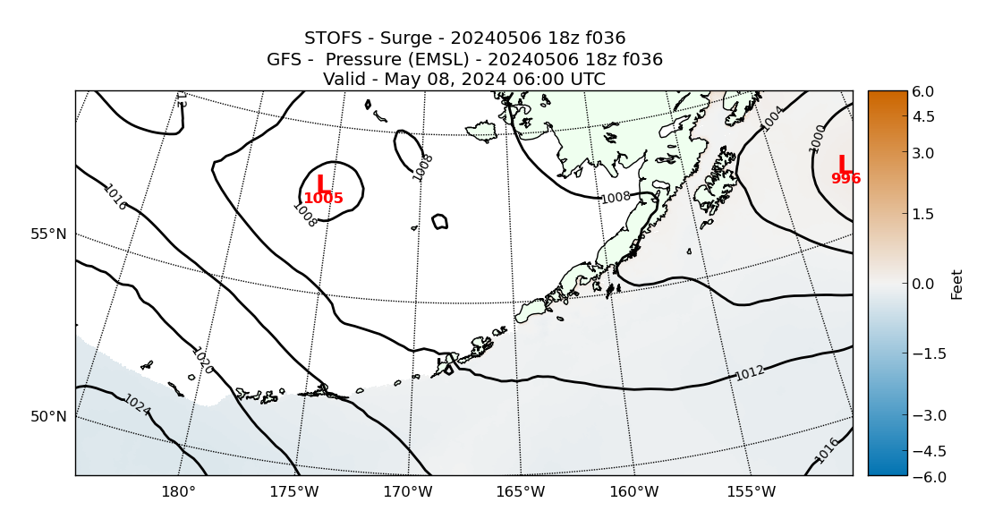 STOFS 36 Hour Storm Surge image (ft)
