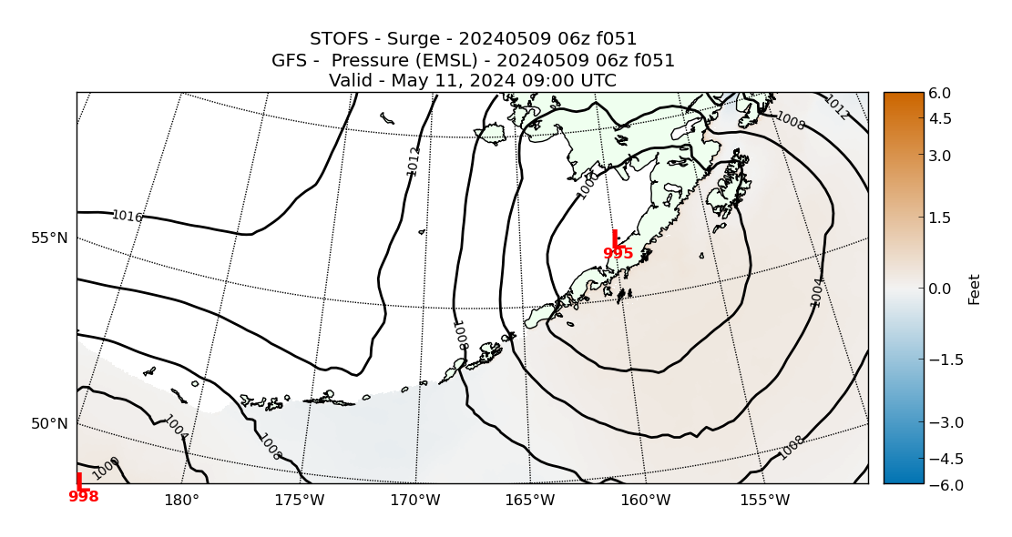 STOFS 51 Hour Storm Surge image (ft)