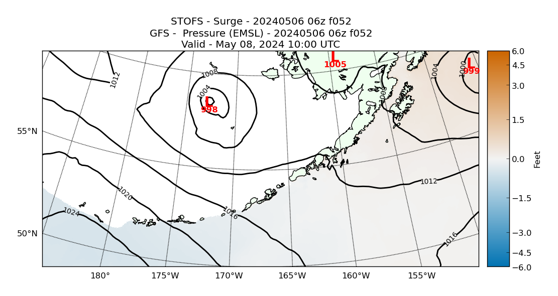 STOFS 52 Hour Storm Surge image (ft)