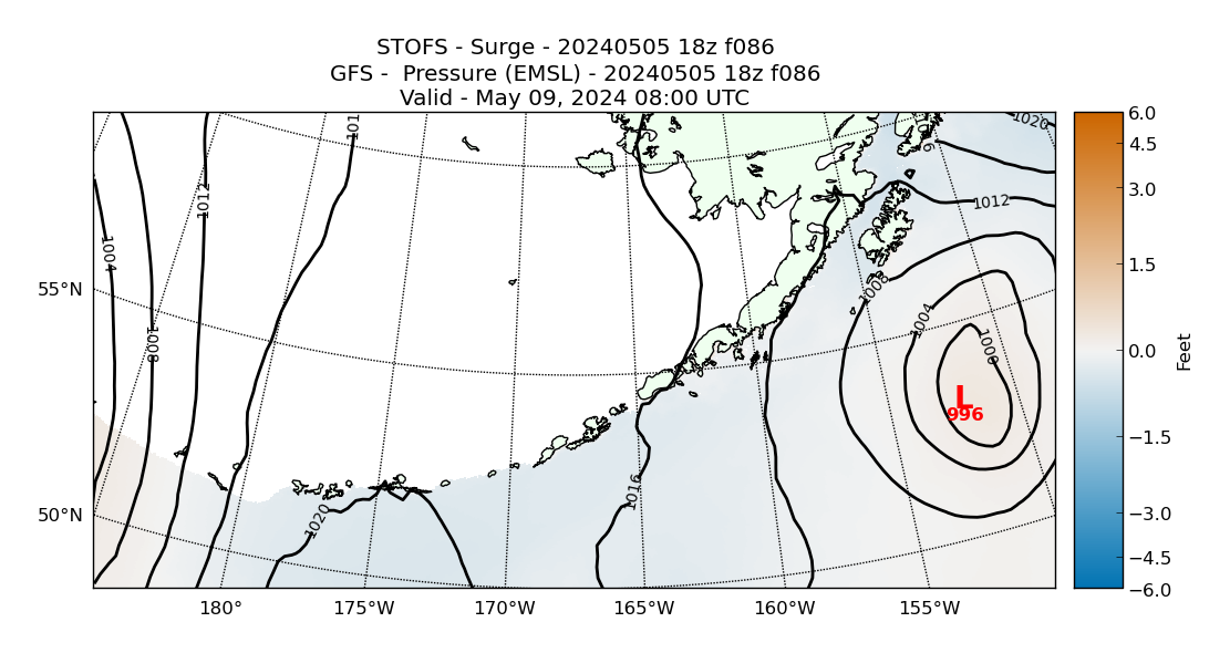 STOFS 86 Hour Storm Surge image (ft)