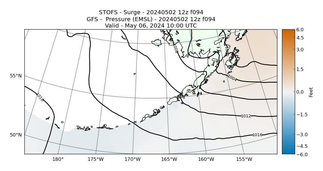 STOFS 94 Hour Storm Surge image (ft)
