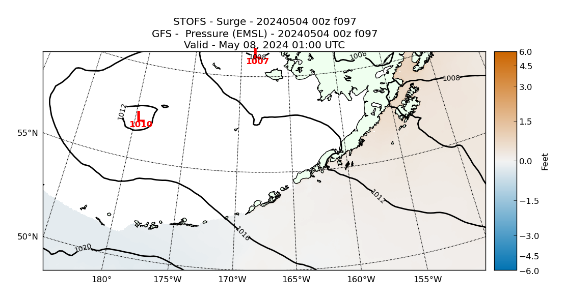 STOFS 97 Hour Storm Surge image (ft)