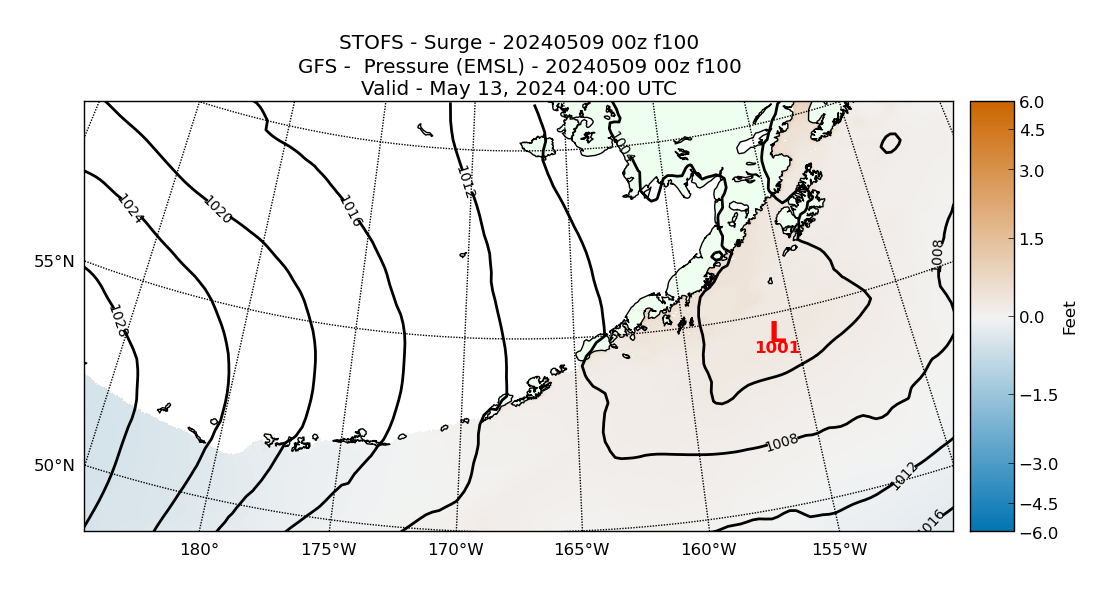 STOFS 100 Hour Storm Surge image (ft)
