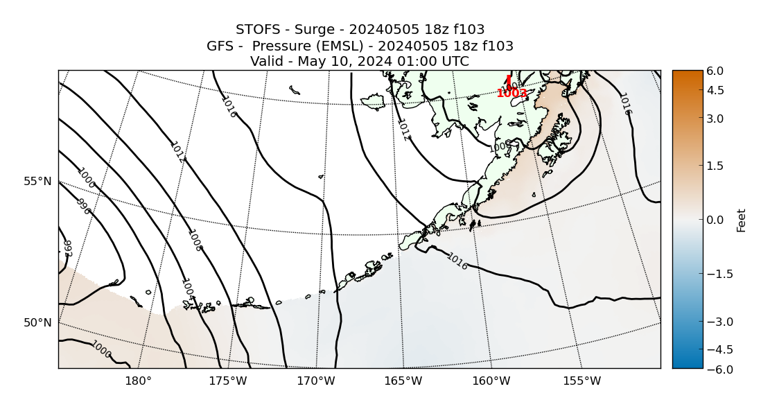 STOFS 103 Hour Storm Surge image (ft)