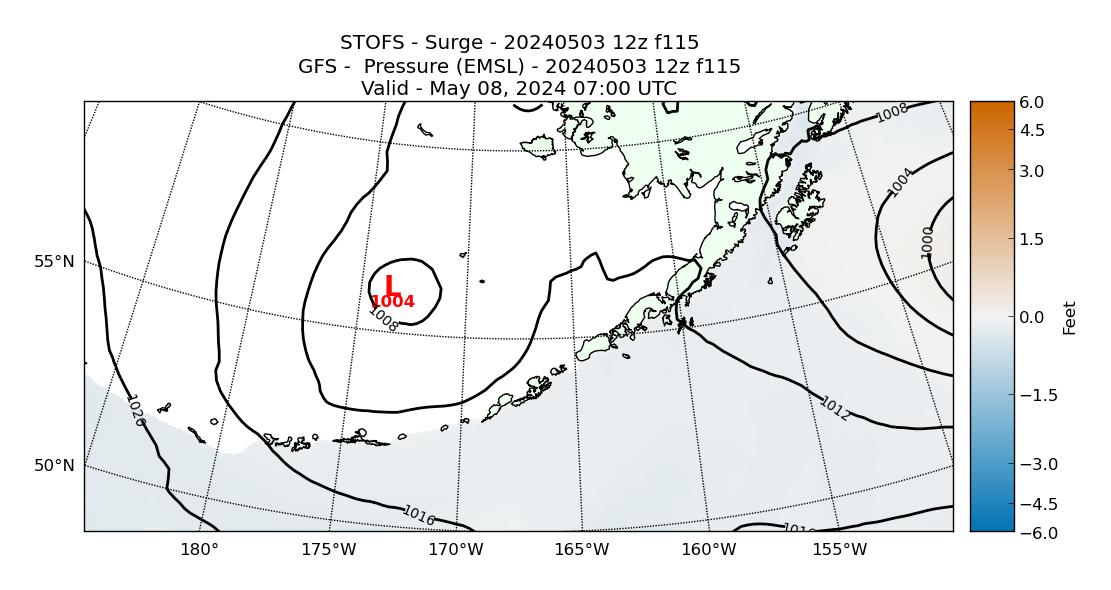 STOFS 115 Hour Storm Surge image (ft)