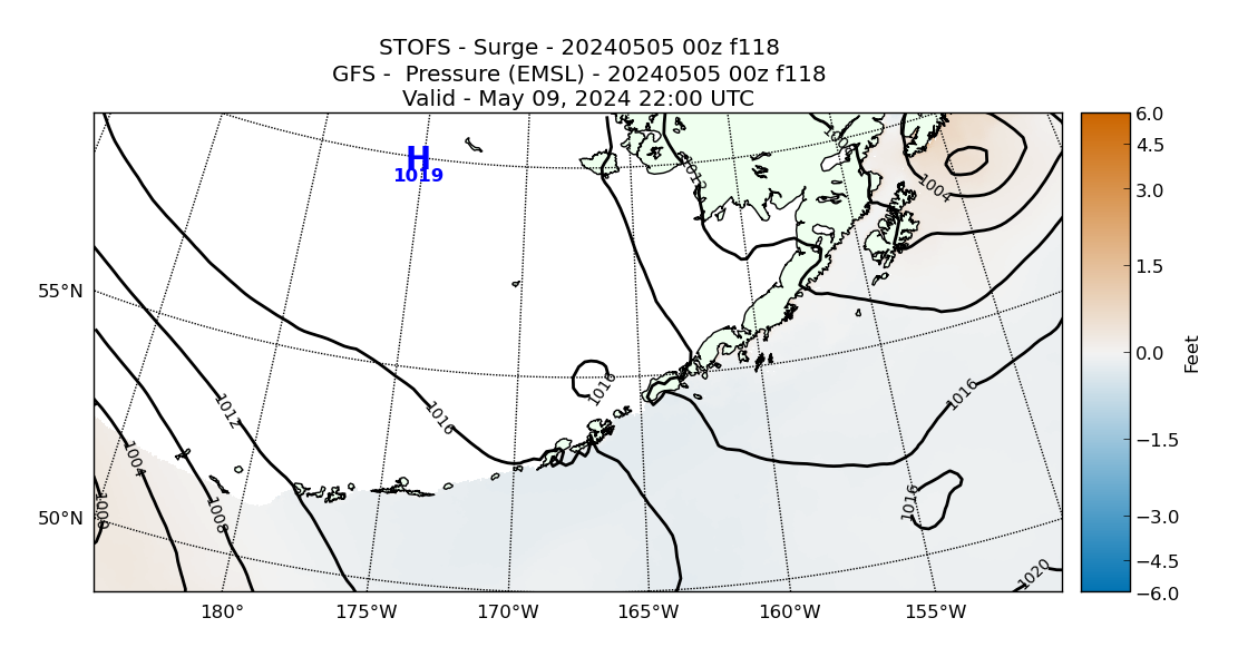 STOFS 118 Hour Storm Surge image (ft)
