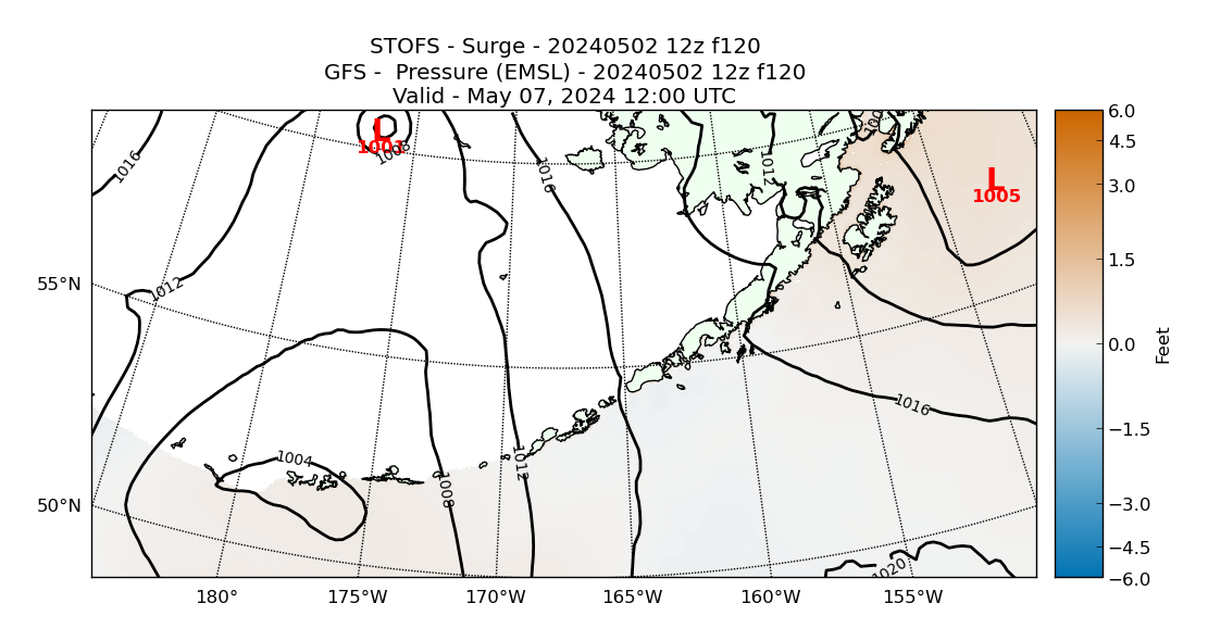 STOFS 120 Hour Storm Surge image (ft)