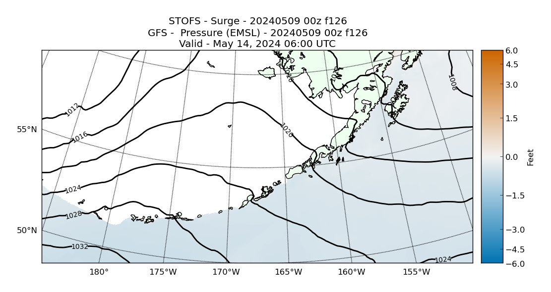 STOFS 126 Hour Storm Surge image (ft)