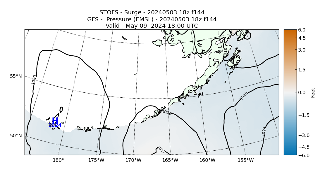 STOFS 144 Hour Storm Surge image (ft)