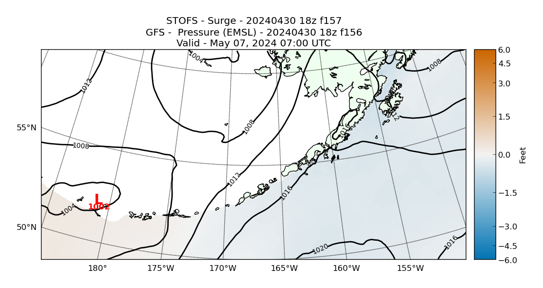STOFS 157 Hour Storm Surge image (ft)