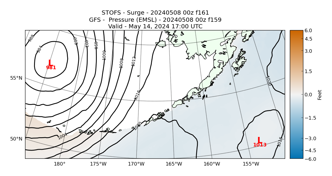 STOFS 161 Hour Storm Surge image (ft)