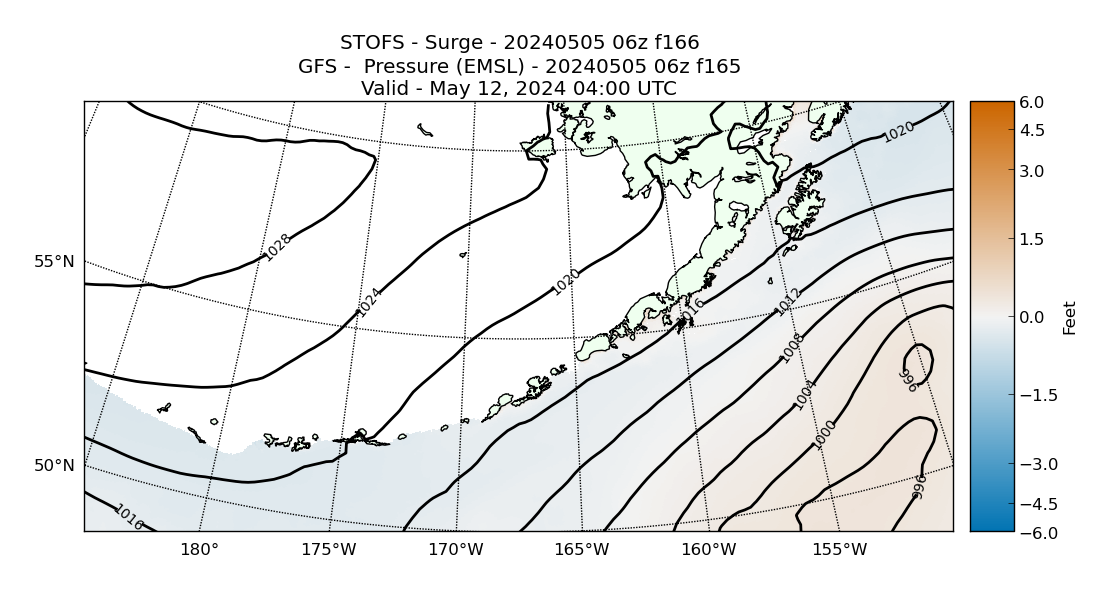 STOFS 166 Hour Storm Surge image (ft)