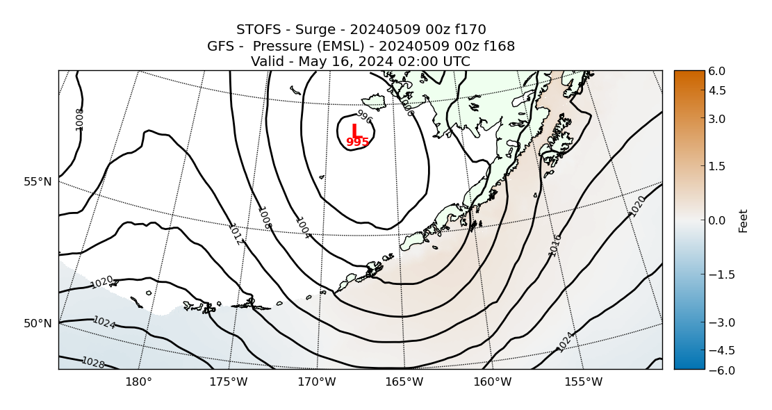STOFS 170 Hour Storm Surge image (ft)