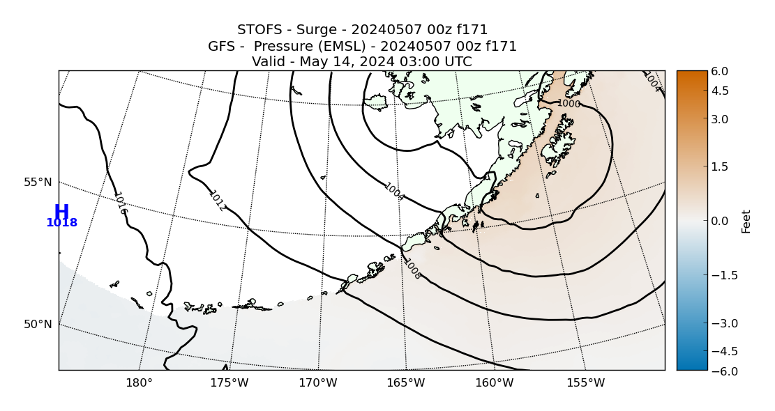 STOFS 171 Hour Storm Surge image (ft)