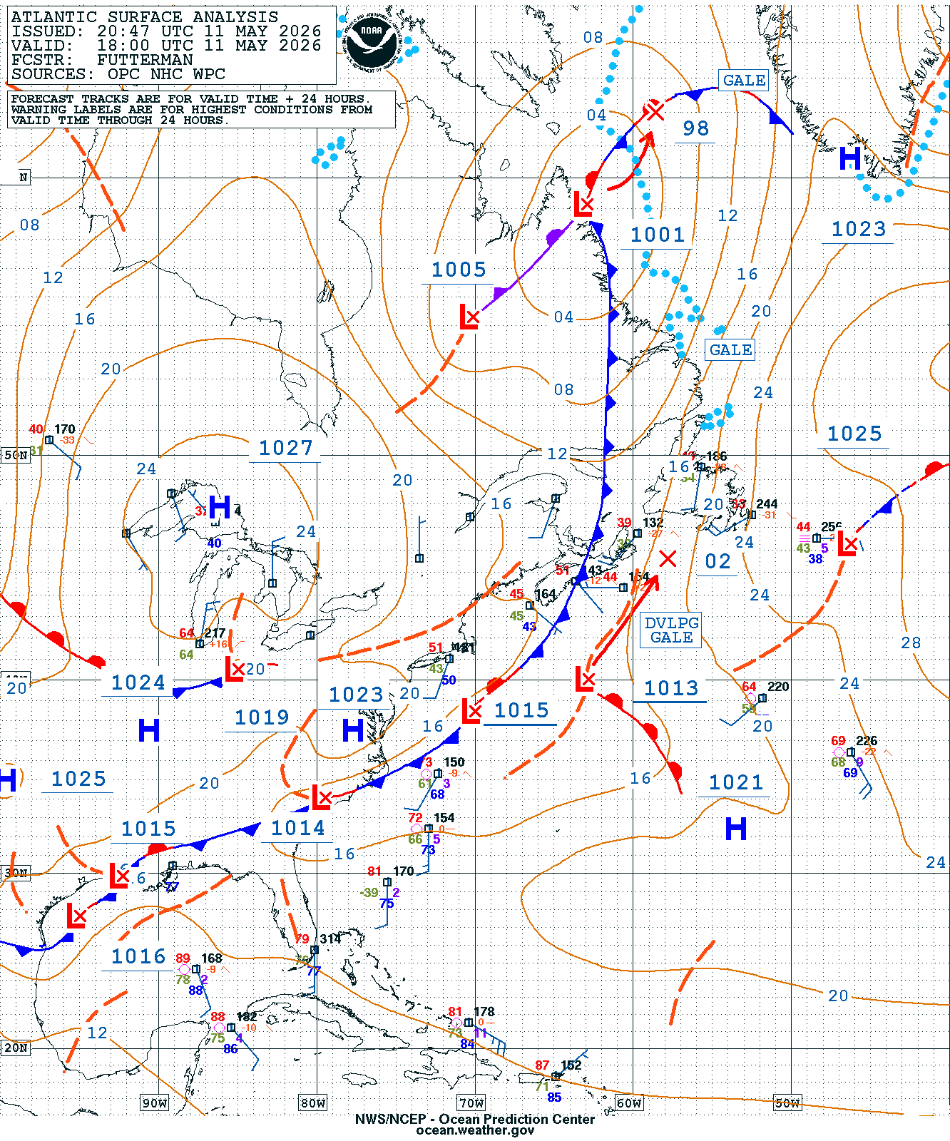 West Atlantic Surface Analysis
