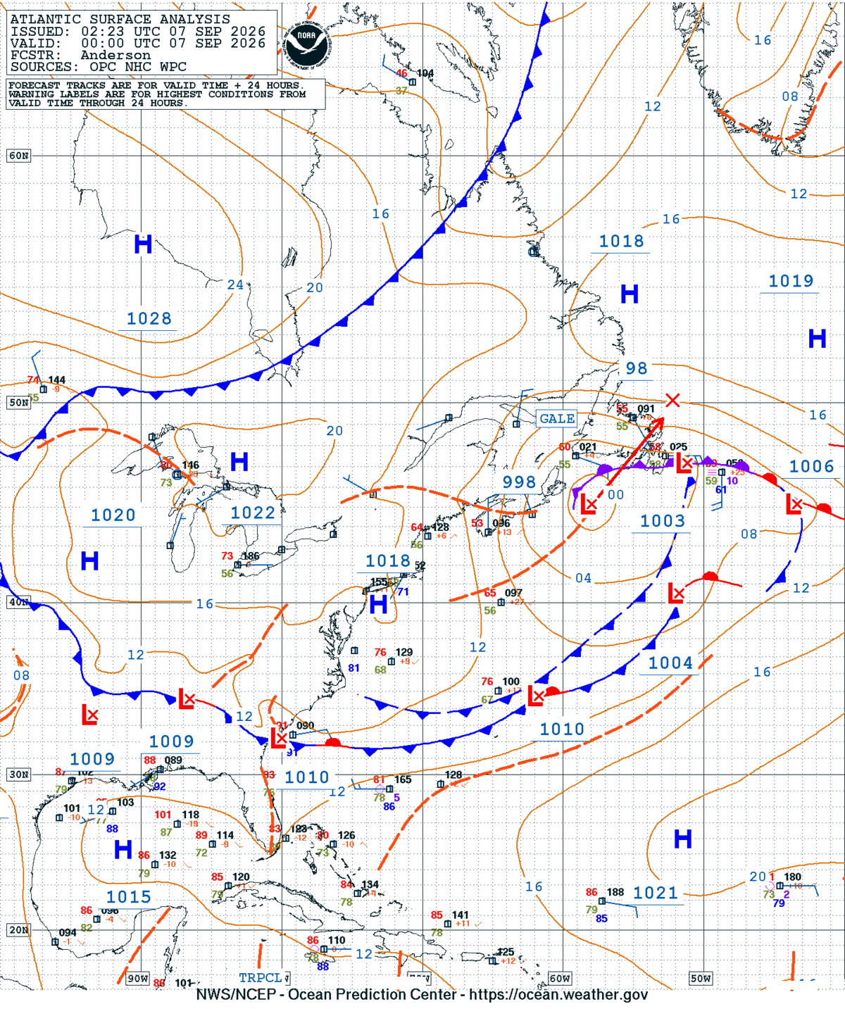 West Atlantic Surface Analysis