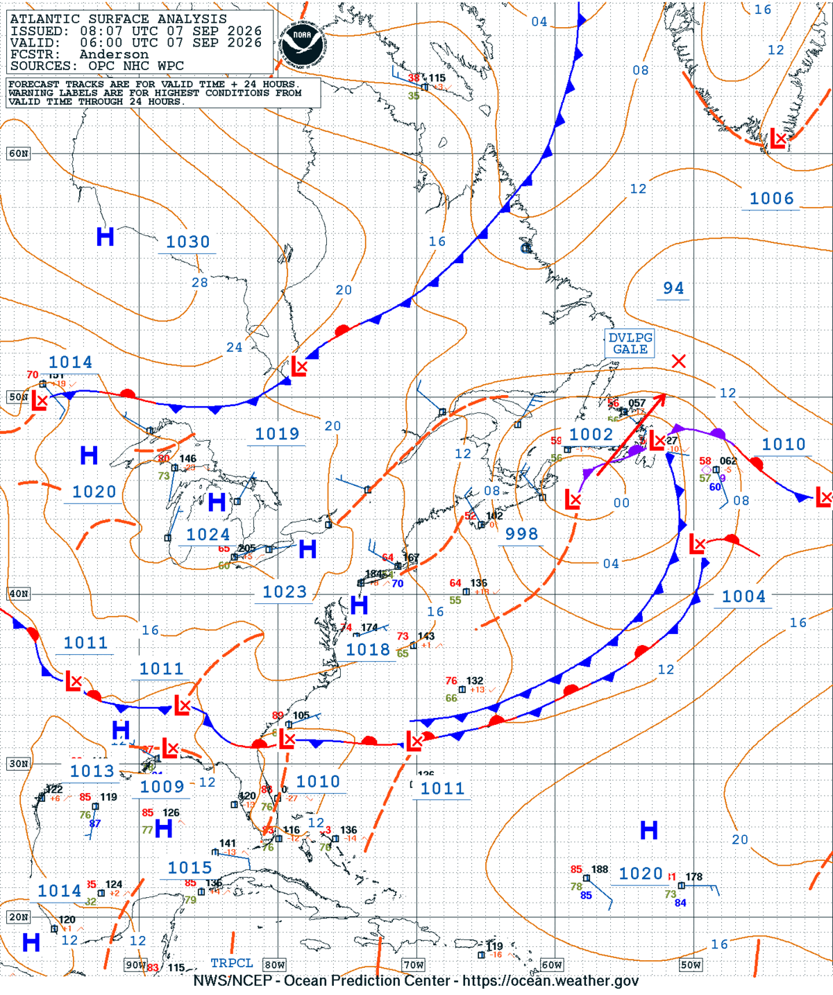 West Atlantic Surface Analysis