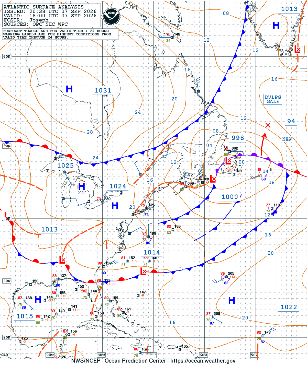 West Atlantic Surface Analysis
