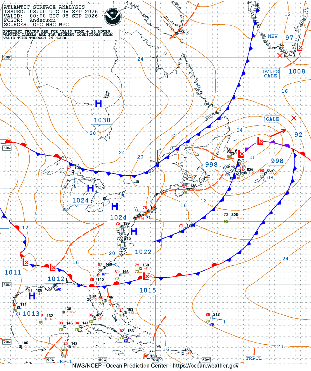 West Atlantic Surface Analysis
