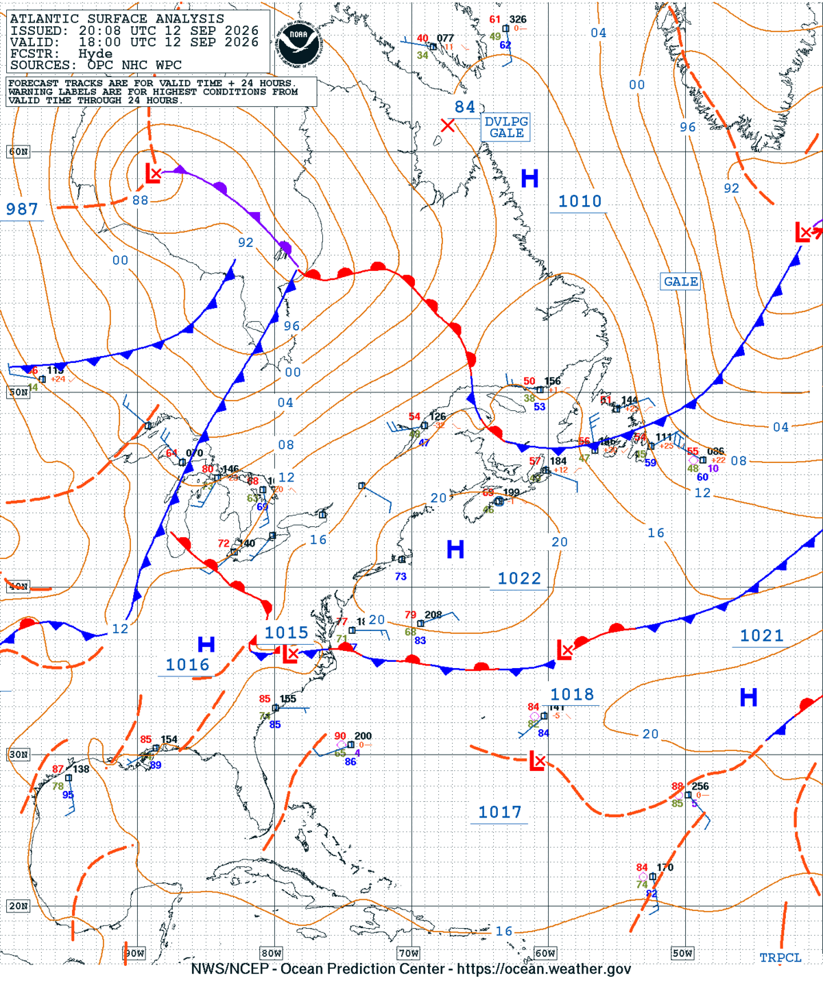 West Atlantic Surface Analysis