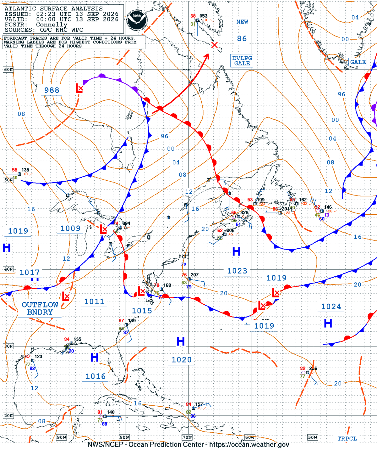 West Atlantic Surface Analysis