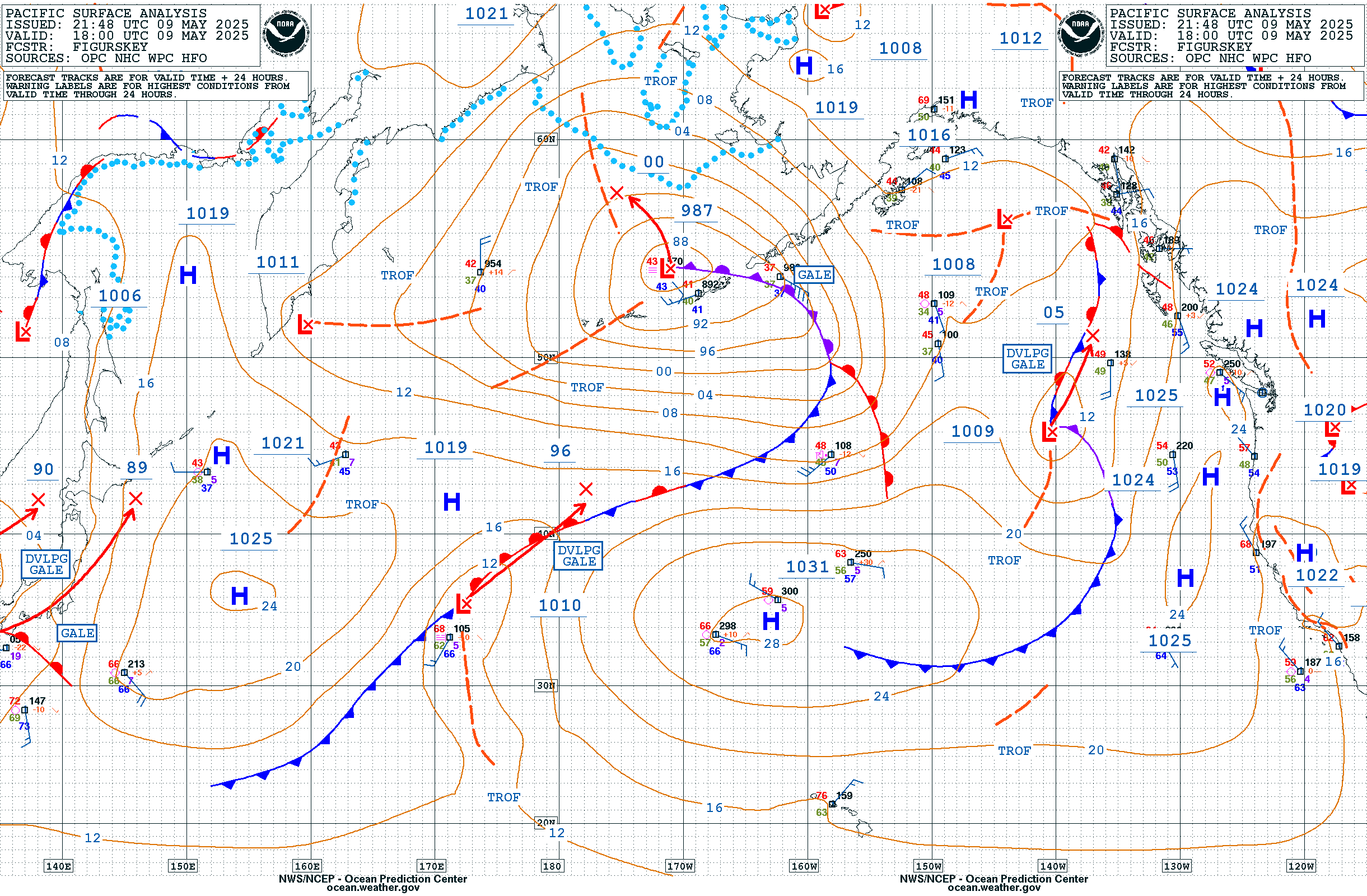 Ocean Prediction Center Pacific Marine   P Sfc Full Ocean Color 