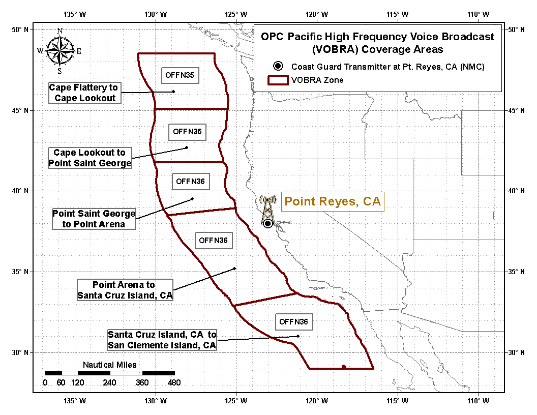 Pacific High Frequency Voice Broadcast areas