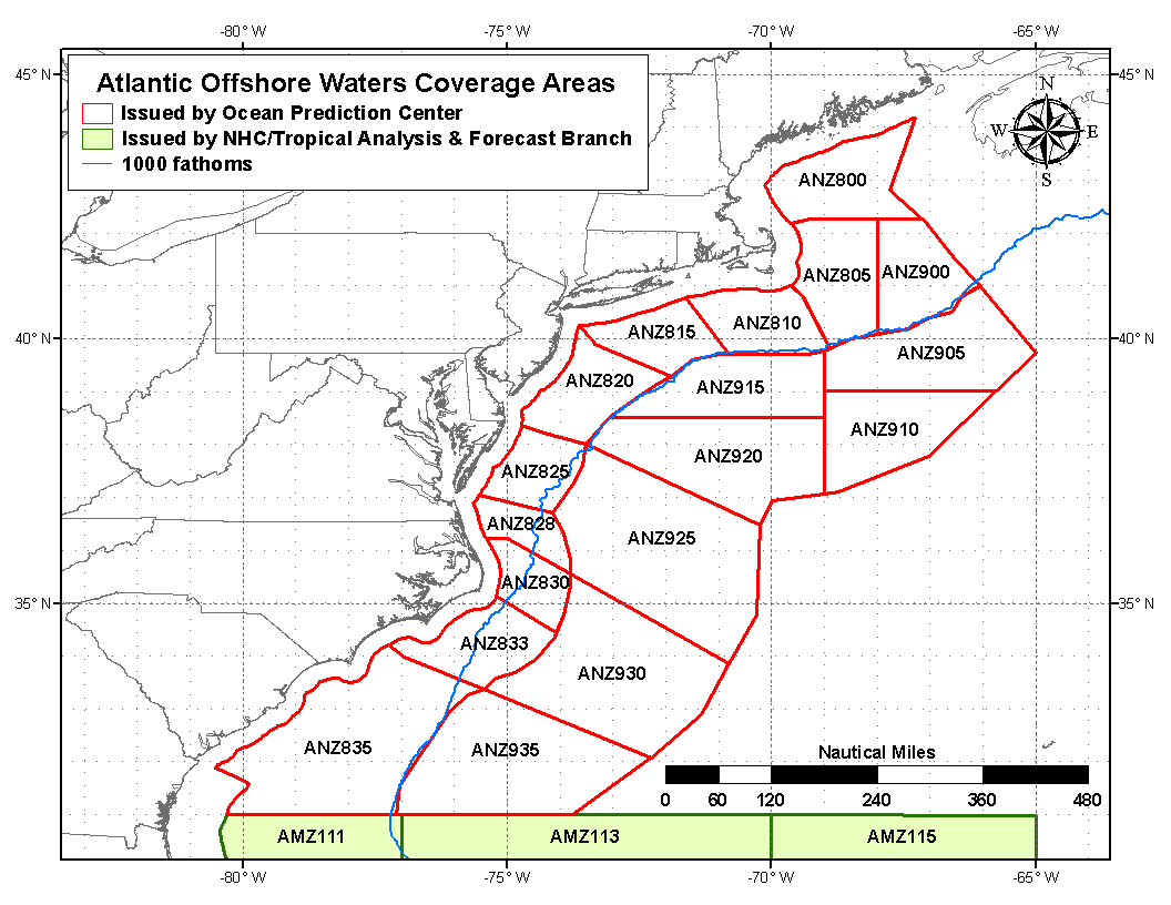 Atlantic Offshore with defined forecast areas