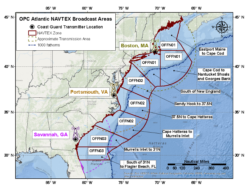 Atlantic South of 31N zone map