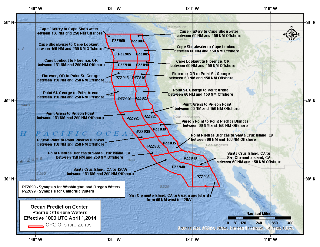 Pacific Offshore Zone Map