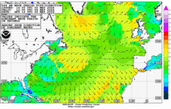 Latest 48 hour Atlantic wave period forecast