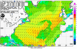Latest 96 hour Atlantic wave period forecast
