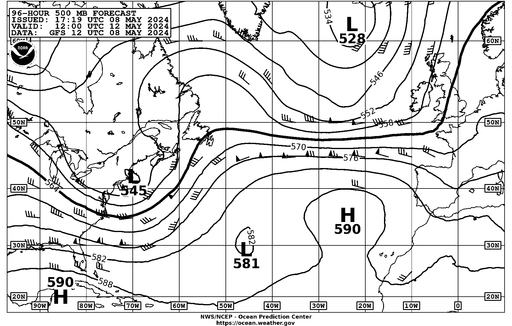 Image of 96-Hour 500-mb Forecasts