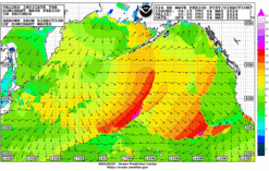 Latest 24 hour Pacific wave period forecast