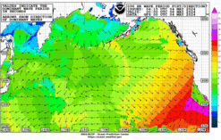 Latest 96 hour Pacific wave period forecast