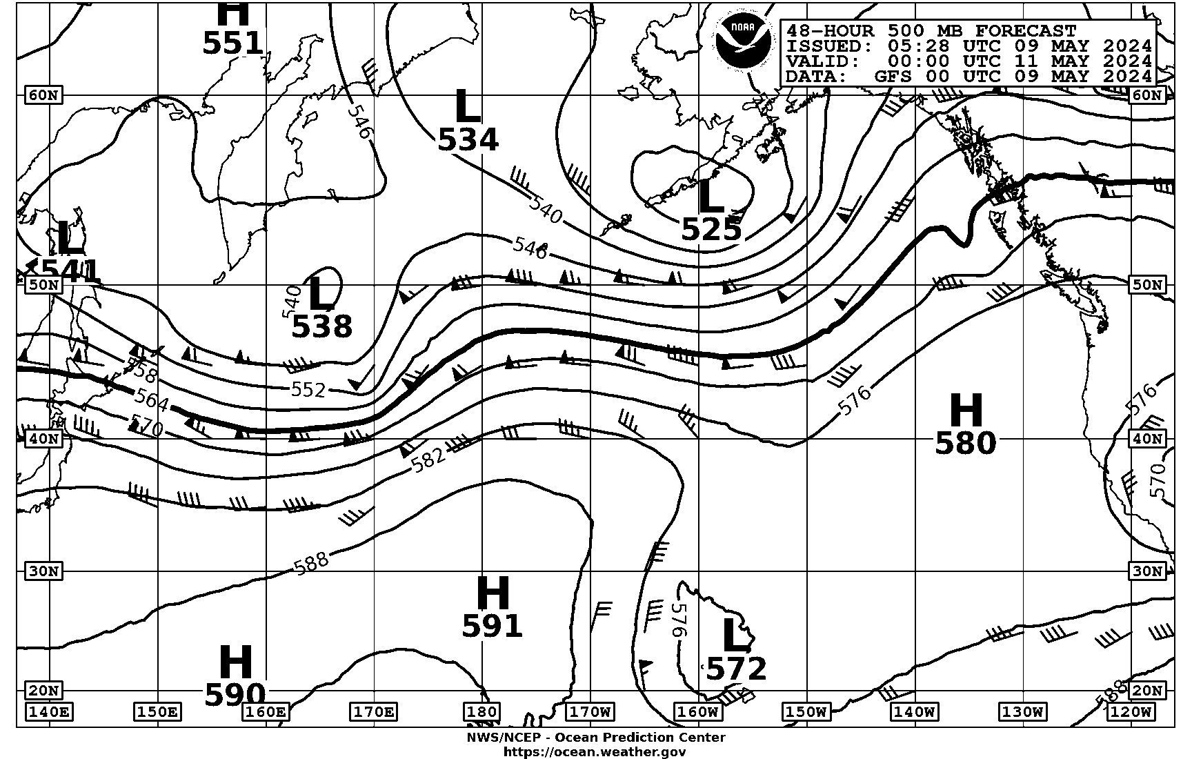 48 hour 500 mb Pacific