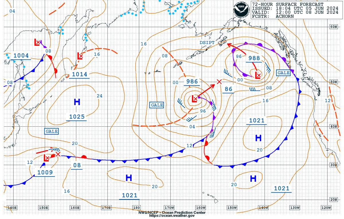 Pacific Ocean Forecast Pressure Chart