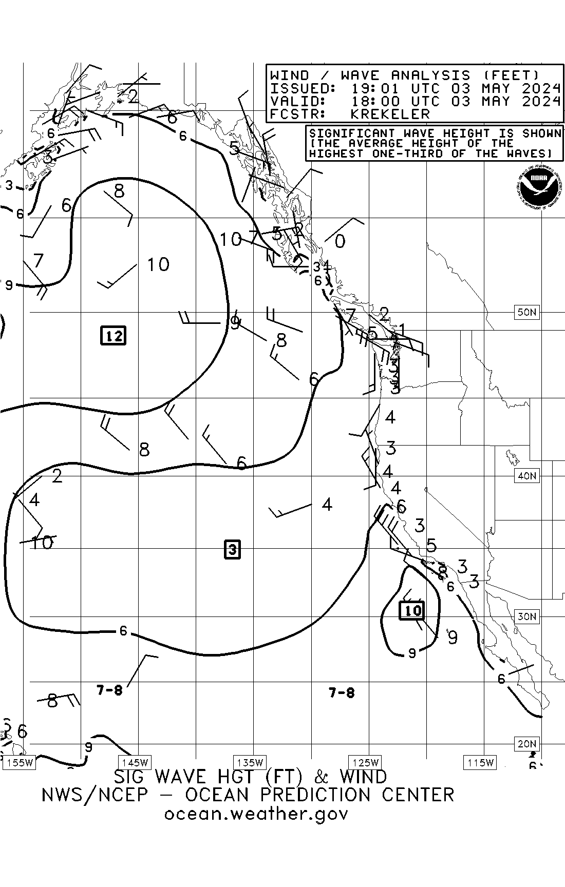 Image of Pacific Regional Sea State, every 6 hours