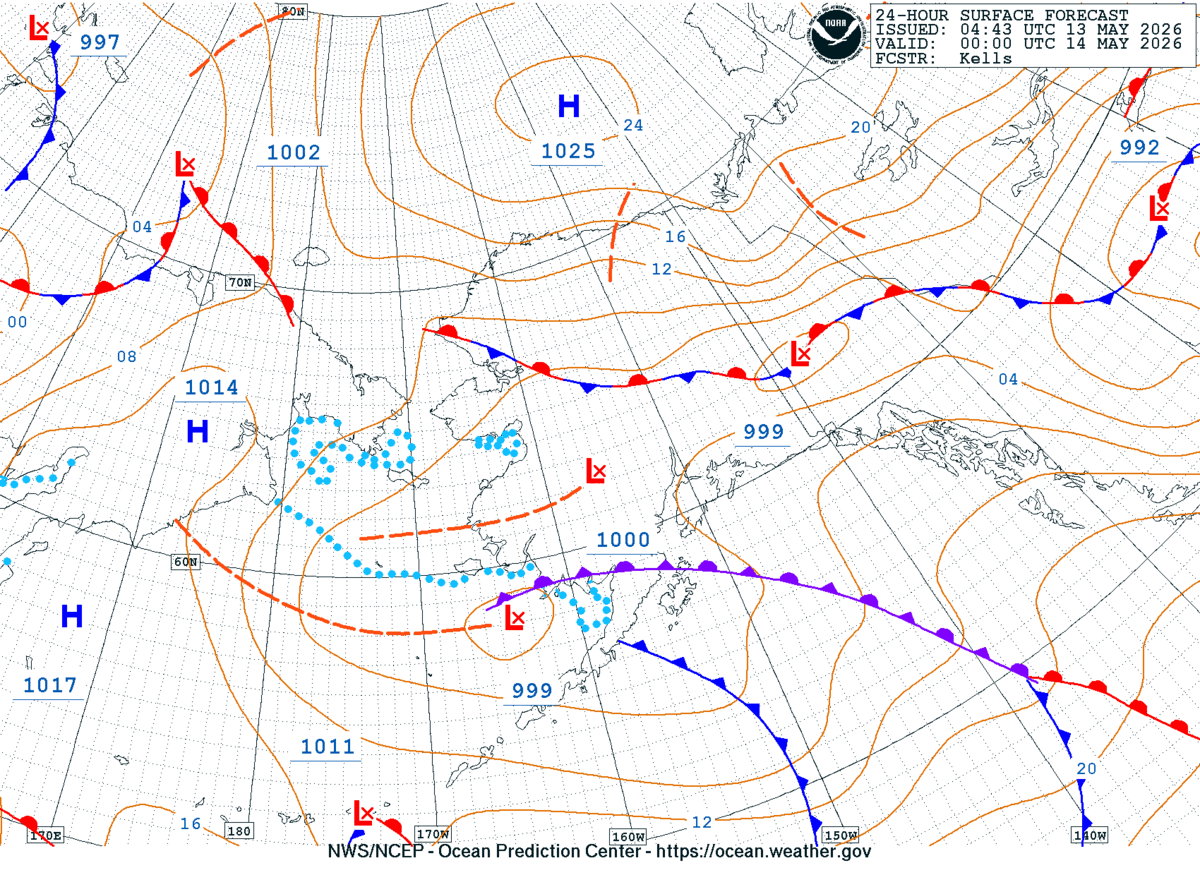 Alaska/Arctic 24 Hour Surface Forecast