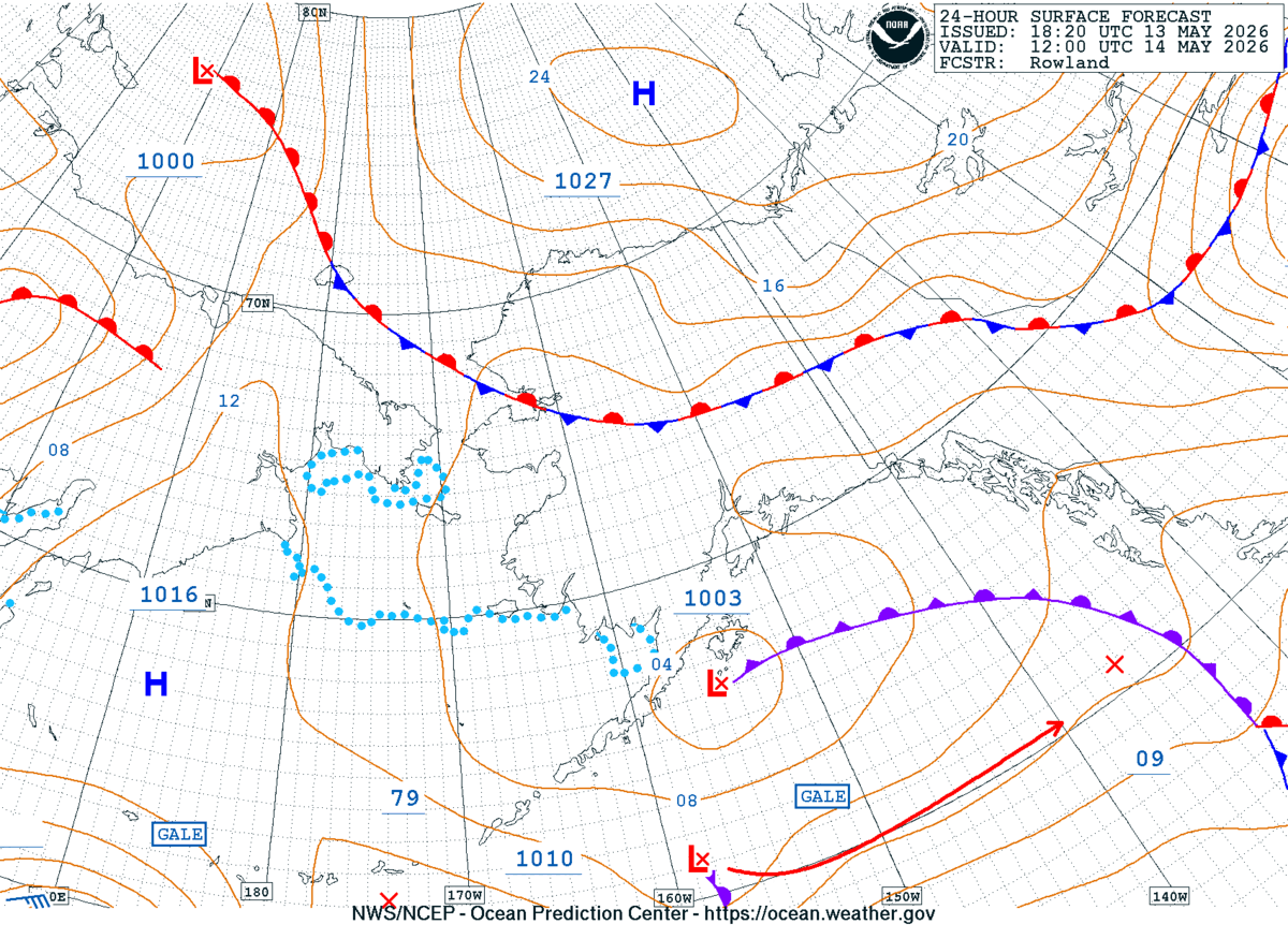 Alaska/Arctic 24 Hour Surface Forecast