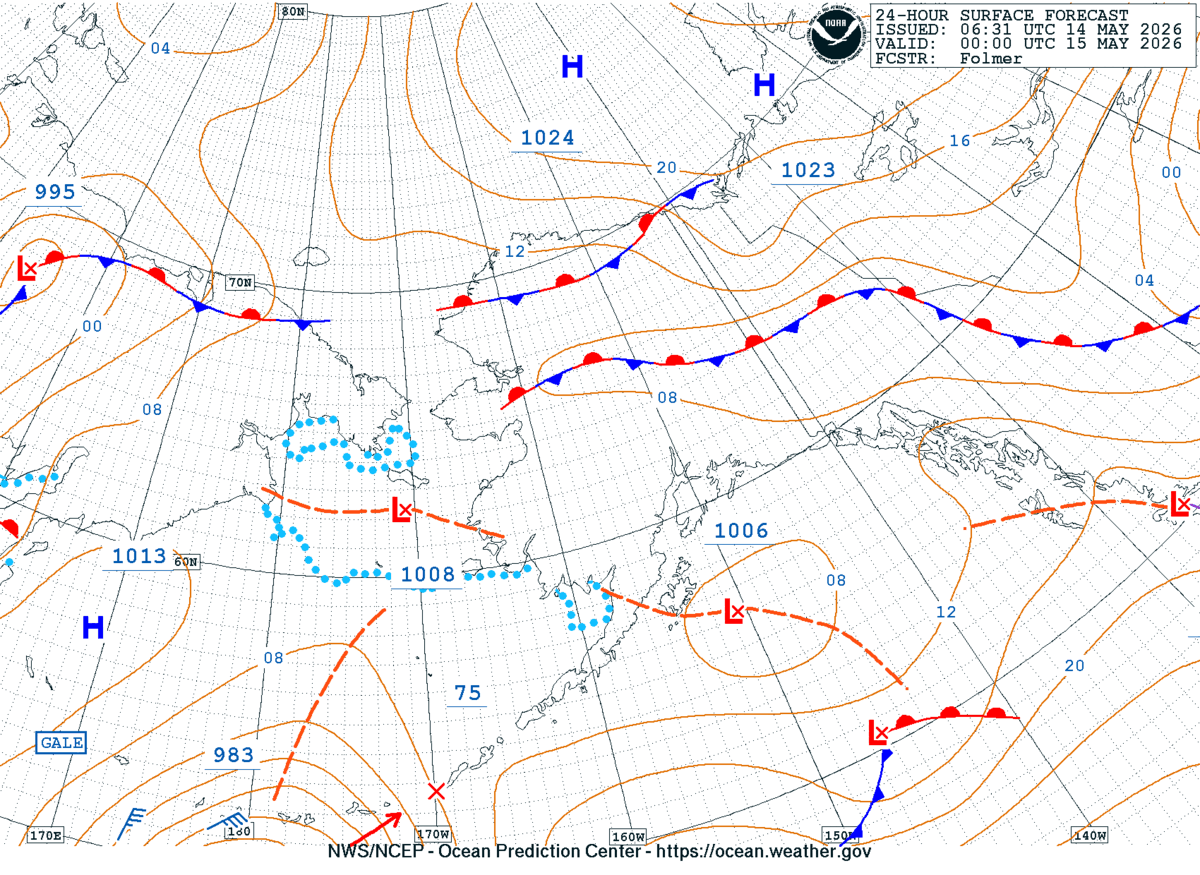 Alaska/Arctic 24 Hour Surface Forecast