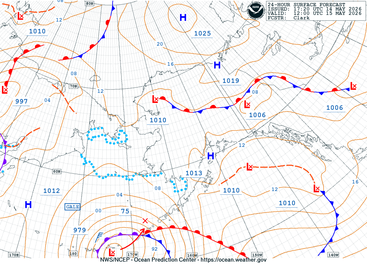 Alaska/Arctic 24 Hour Surface Forecast