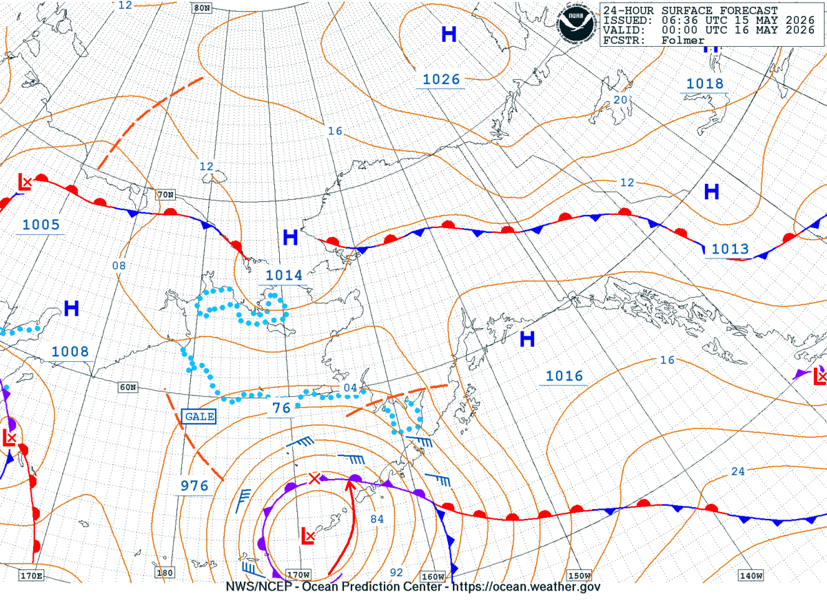 Alaska/Arctic 24 Hour Surface Forecast