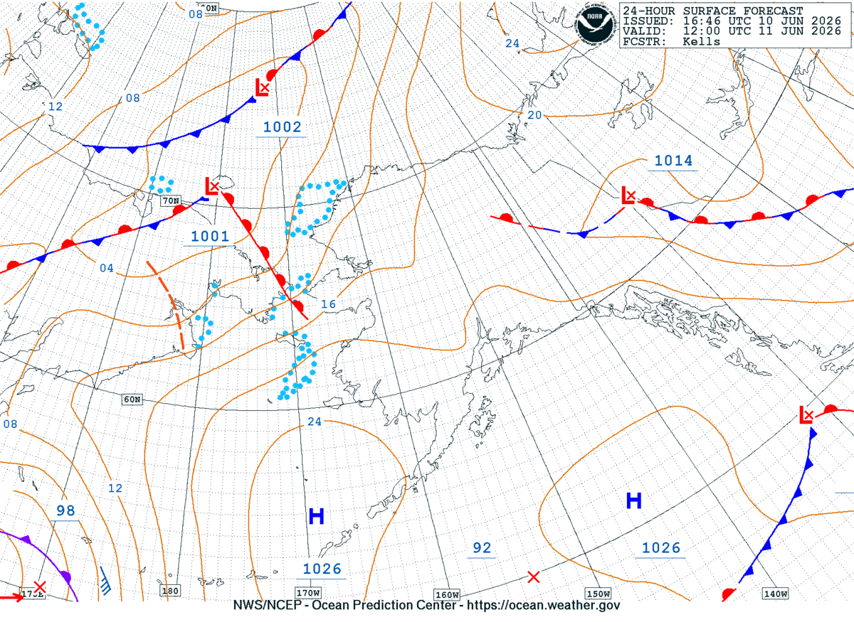 Alaska/Arctic 24 Hour Surface Forecast