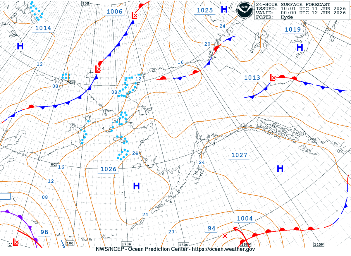 Alaska/Arctic 24 Hour Surface Forecast